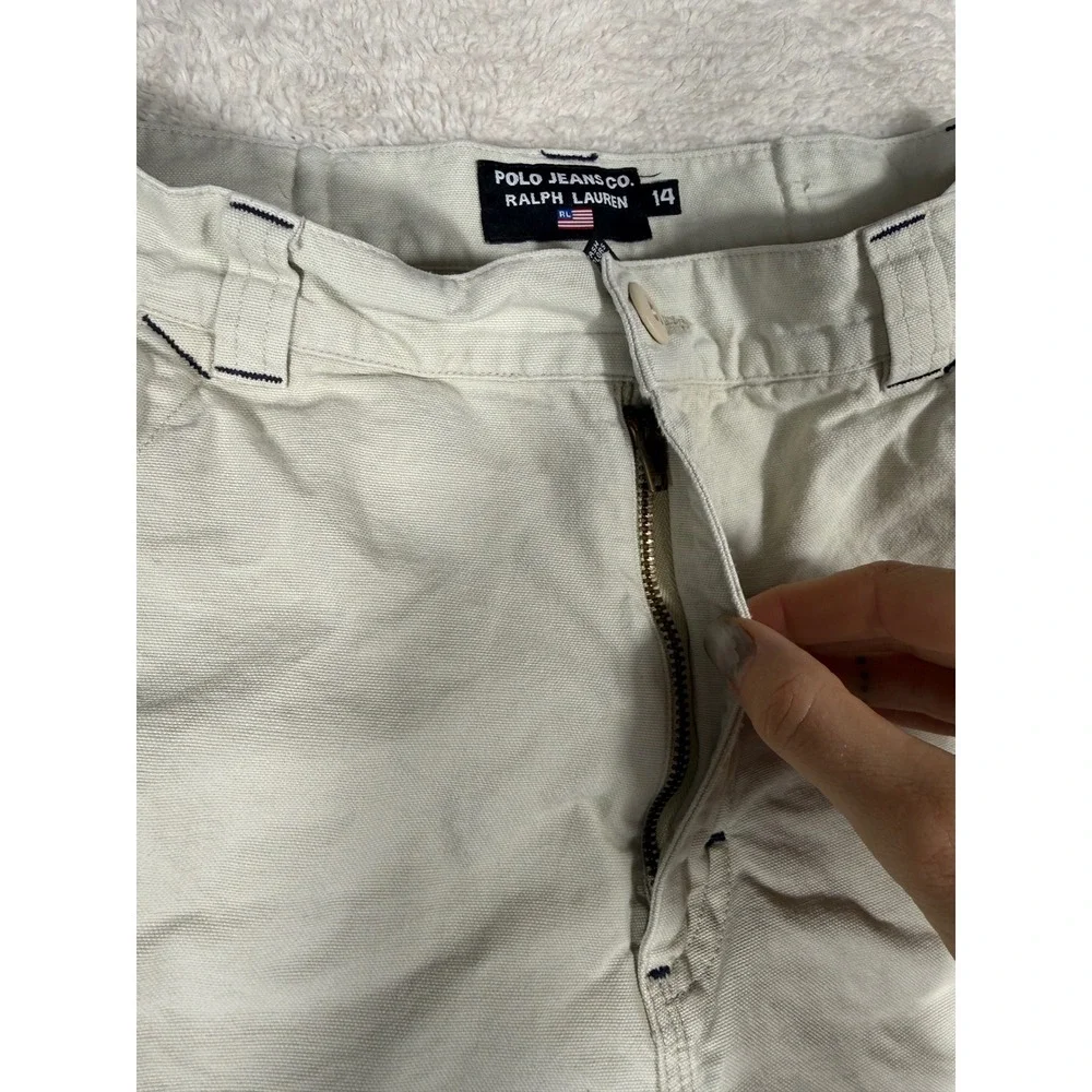 Polo Jeans Co Ralph Lauren Carpenter Shorts Boys 14 Beige Good Utility Workwear